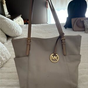 Michael Kors Gray Leather Tote Bag